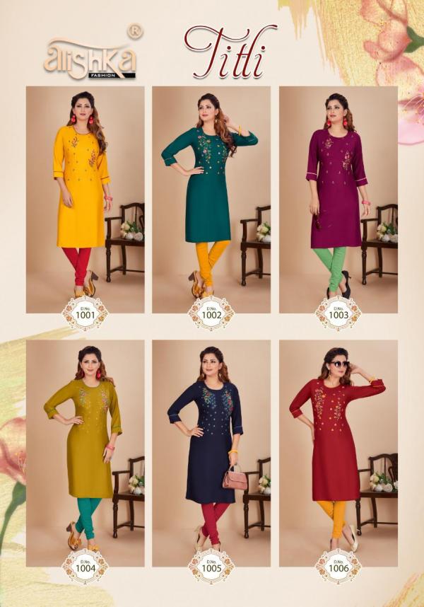 Alishka Titli Rayon Designer Embroidery Kurti